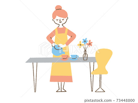 A woman putting tea A woman putting tea 73448800