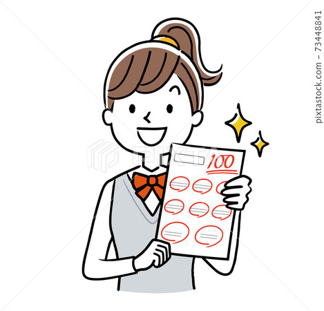 Vector illustration material: Female student who gets 100 points in the test Vector illustration material: Female student who gets 100 points in the test 73448841