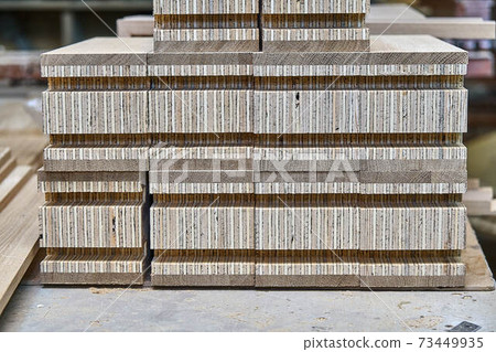 Joinery. Wood door manufacturing process. Door frame elements. Furniture manufacture 73449935