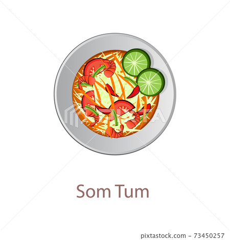 top view of popular food of Thailand,Som Tum 73450257