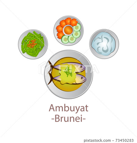 top view of popular food of ASEAN national,Ambuyat,in cartoon top view of popular food of ASEAN national,Ambuyat,in cartoon 73450283