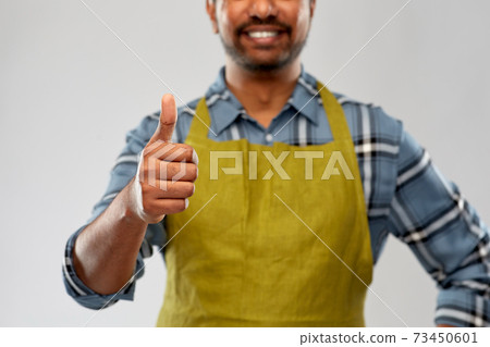 indian male gardener or farmer showing thumbs up indian male gardener or farmer showing thumbs up 73450601