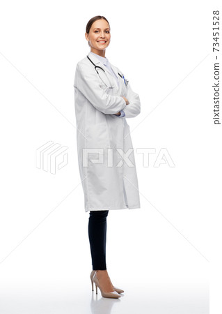happy smiling female doctor in white coat happy smiling female doctor in white coat 73451528