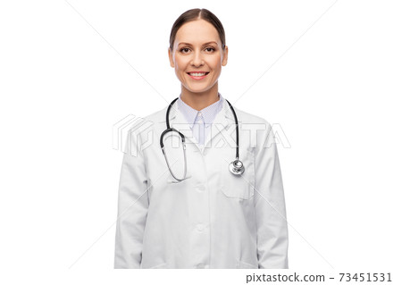 happy smiling female doctor in white coat happy smiling female doctor in white coat 73451531
