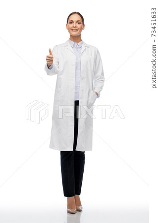 happy female doctor or scientist showing thumbs up happy female doctor or scientist showing thumbs up 73451633