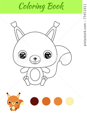 Coloring book little baby squirrel sitting. Coloring page for kids. Educational activity for preschool years kids and toddlers with cute animal. Black and white vector stock illustration. Coloring book little baby squirrel sitting. Coloring page for kids. Educational activity for preschool years kids and toddlers with cute animal. Black and white vector stock illustration. 73451911