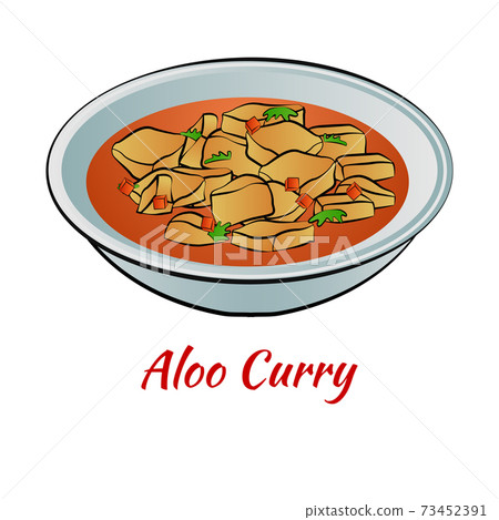 Set of delicious and famous food of Indian in colorful gradient design icon 73452391