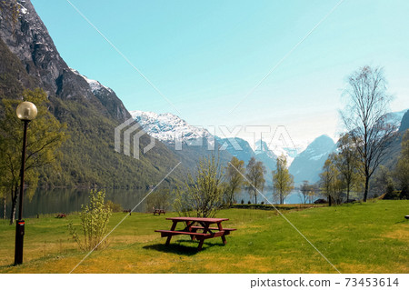 Picnic place on lake Picnic place on lake 73453614