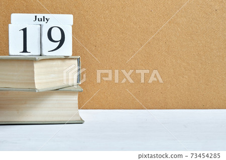 19th july nineteenth day month calendar concept on wooden blocks with copy space. 73454285