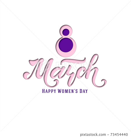 March 8. Postcard. Women's Day. Paper cut holiday background. Lettering. Trendy design template. Happy mother's day. Vector March 8. Postcard. Women's Day. Paper cut holiday background. Lettering. Trendy design template. Happy mother's day. Vector 73454440
