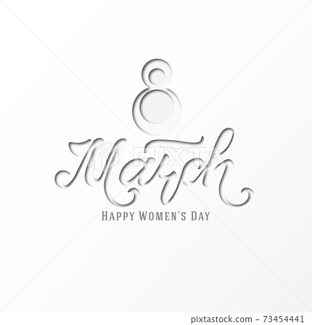March 8. Postcard. Women's Day. Paper cut holiday background. Lettering. Trendy design template. Happy mother's day. Vector 73454441