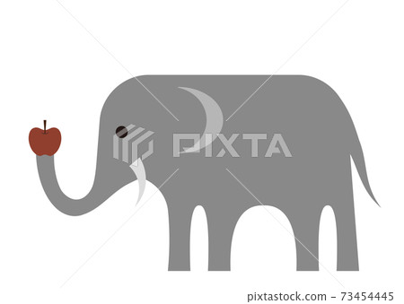 Illustration of an elephant holding an apple Illustration of an elephant holding an apple 73454445
