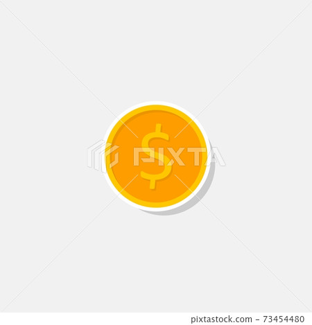 Gold coin White Stroke & Shadow icon vector... - Stock Illustration ...