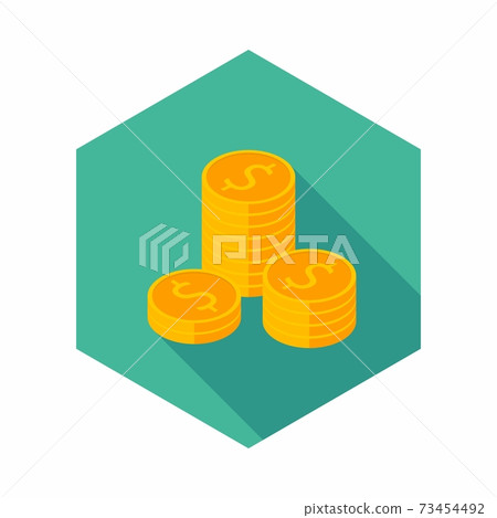 Gold coins stack icon vector isometric. - Stock Illustration [73454492 ...