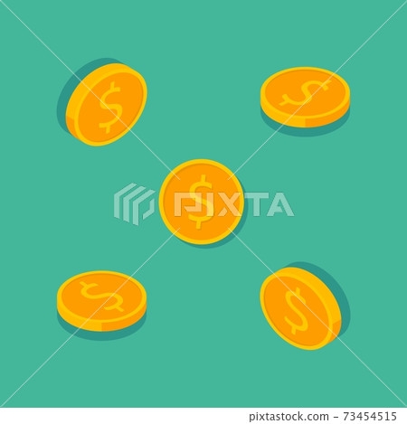 Gold coin Isometric & Flat icon vector. - Stock Illustration [73454515 ...