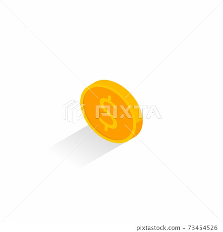 Gold coin left view Shadow icon vector isometric. - Stock Illustration ...