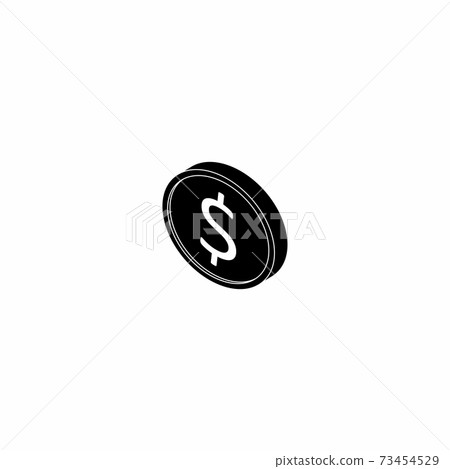 Gold coin left view White Outline icon vector... - Stock Illustration ...