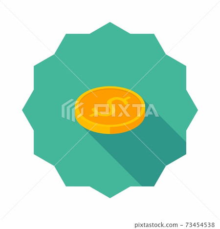 Gold coin left view icon vector isometric. 73454538