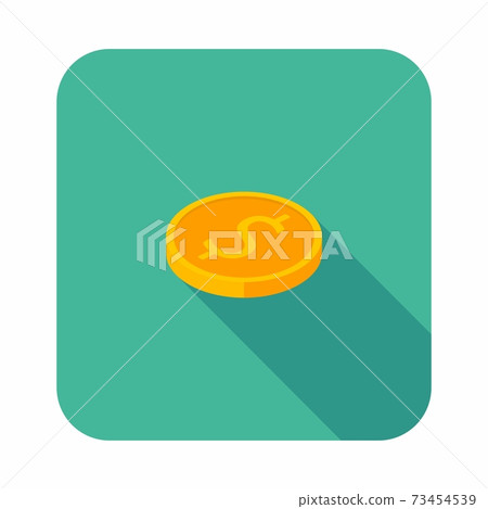 Gold coin left view icon vector isometric. 73454539