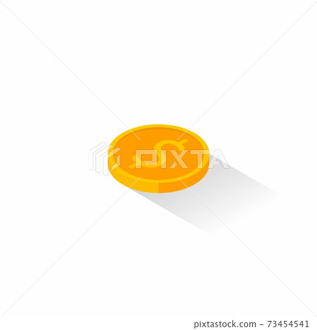 Gold coin left view Shadow icon vector isometric. 73454541