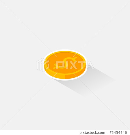 Gold coin left view White Stroke & Shadow icon... - Stock Illustration ...