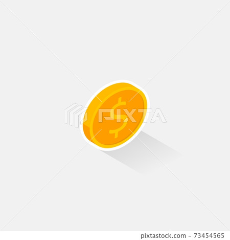 Gold coin right view White Stroke & Shadow icon... - Stock Illustration ...
