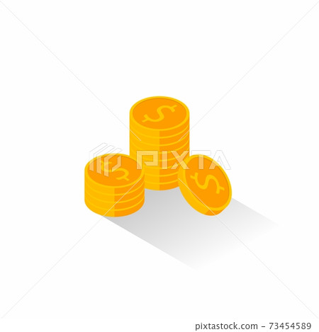 Gold coins stack Shadow icon vector isometric. - Stock Illustration ...