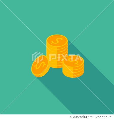 Gold coins stack icon vector isometric. - Stock Illustration [73454696 ...