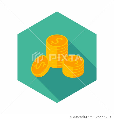 Gold coins stack icon vector isometric. Gold coins stack icon vector isometric. 73454703