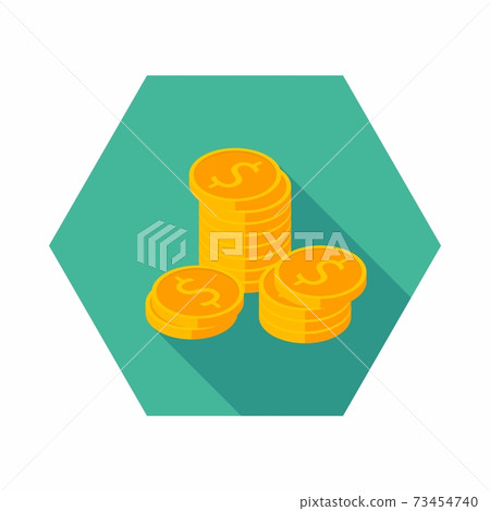 Gold coins stack icon vector isometric. - Stock Illustration [73454740 ...