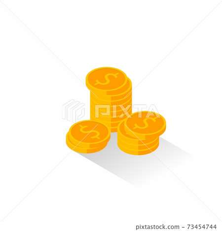 Gold coins stack Shadow icon vector isometric. - Stock Illustration ...