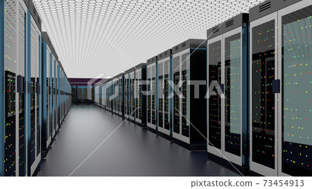 Servers. Server room data center. Backup, hosting, mainframe, farm and computer rack with storage information. 3d render 73454913