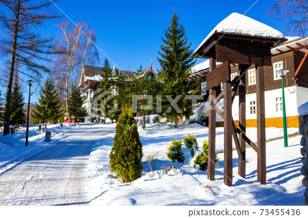 The popular ski resort in Tatranska Lomnica, High Tatras at winter 73455436