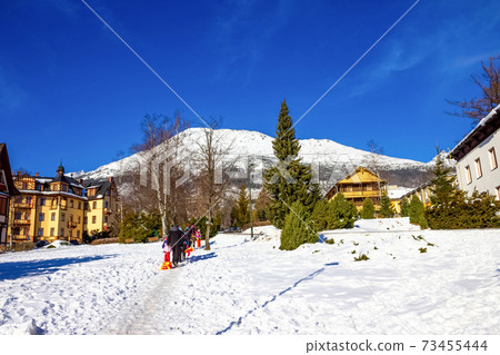 The popular ski resort in Tatranska Lomnica, High Tatras at winter 73455444