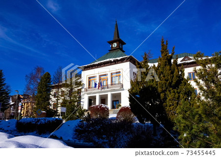 The popular ski resort in Tatranska Lomnica, High Tatras at winter 73455445