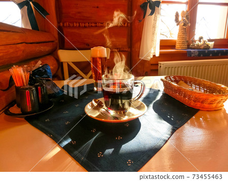Interior at traditional koliba in Smokovec village, Slovakia. Interior at traditional koliba in Smokovec village, Slovakia. 73455463