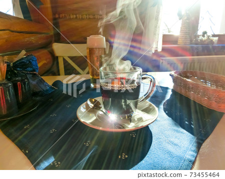 Interior at traditional koliba in Smokovec village, Slovakia. 73455464