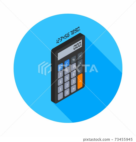 Calculator and Digital number right view icon vector isometric. Calculator and Digital number right view icon vector isometric. 73455945