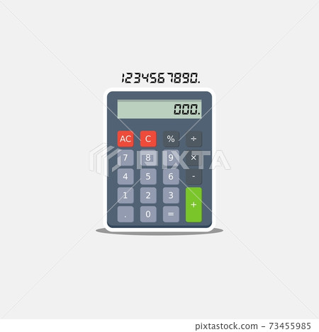 Calculator and Digital number White Stroke and Shadow icon vector isolated. 73455985