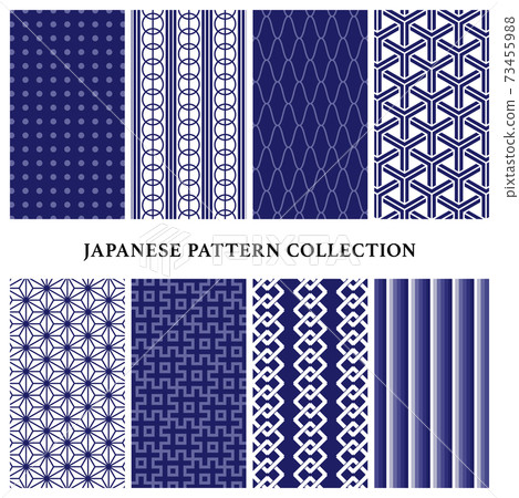 Japanese pattern pattern set blue - Stock Illustration [73455988] - PIXTA