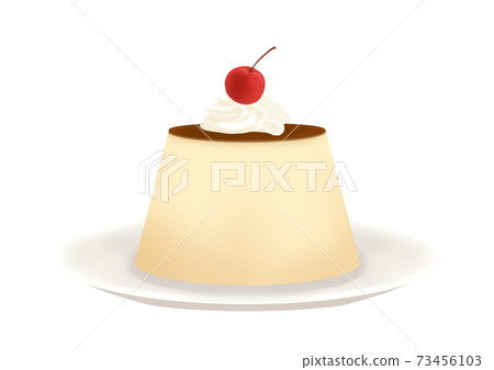 Fresh cream and cherry caramel pudding 73456103