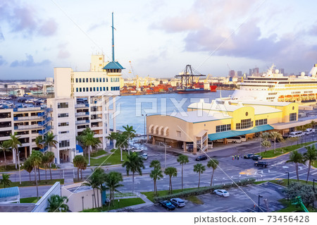 The view from a cruise ship of Port Everglades The view from a cruise ship of Port Everglades 73456428