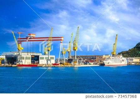 The harbor of Ancona, Italy with ships loaded The harbor of Ancona, Italy with ships loaded 73457368