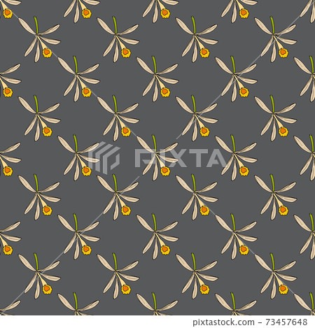 Seamless pattern with vanilla flowers on grey background Seamless pattern with vanilla flowers on grey background 73457648