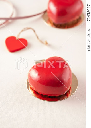 Cake in the shape of heart on Valentine's Day. Cake in the shape of heart on Valentine's Day. 73458067