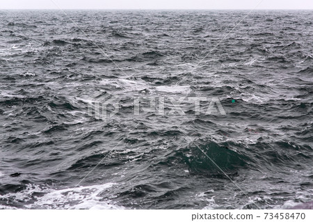 seascape of stormy sea on the horizon overcast sky. 73458470