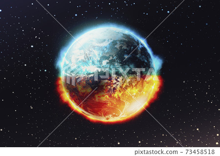 View of looking planet earth on space galaxy and star background , Global catastrophe concept , Elements of this image furnished by NASA. View of looking planet earth on space galaxy and star background , Global catastrophe concept , Elements of this image furnished by NASA. 73458518