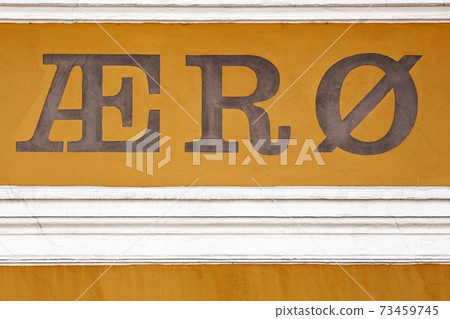 Aero island sign on a wall in Denmark Aero island sign on a wall in Denmark 73459745