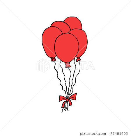 Vector set of doodle sketch red air balloon Vector set of doodle sketch red air balloon 73461403
