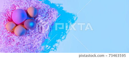 Easter eggs in neon light for design decoration. Easter eggs in neon light for design decoration. 73463595